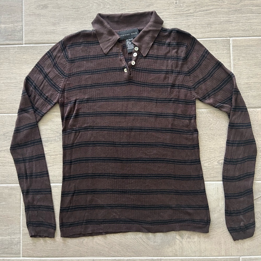 Vintage silk Brown and Black Striped Sweater